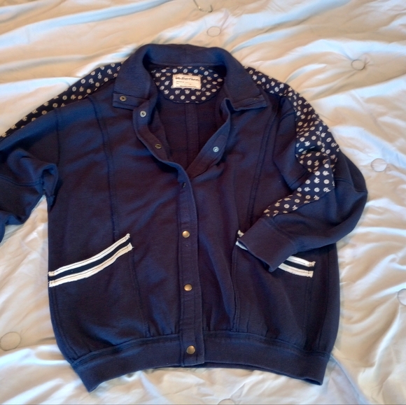 Free People Oversized Slouchy Heritage Track Jacket Floral Pattern Contrast Line - Picture 1 of 7